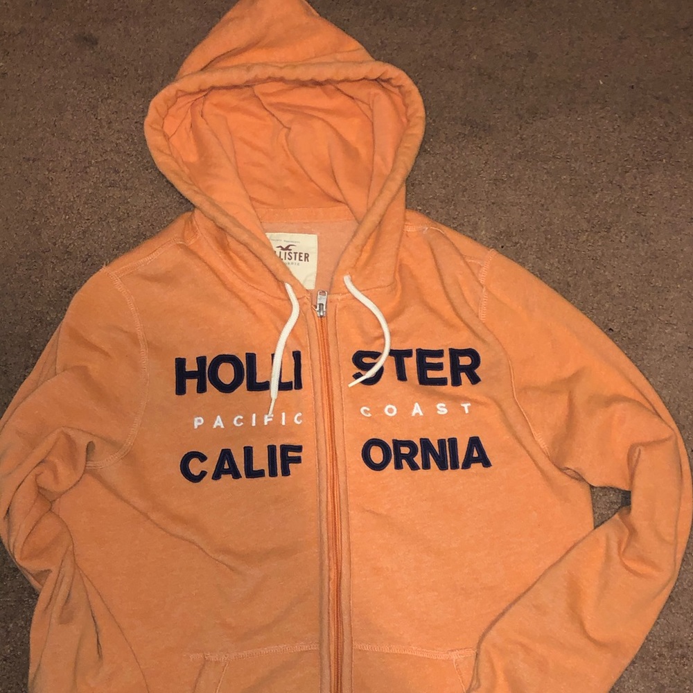 Orange Hollister Zip Up sweater Size XL